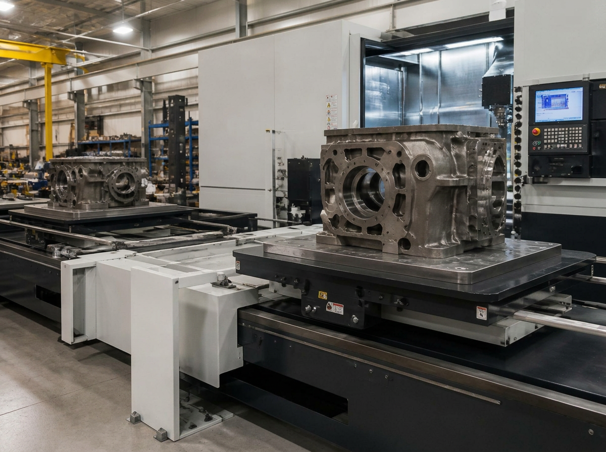 Machined components assembled into industrial machinery (representative image)