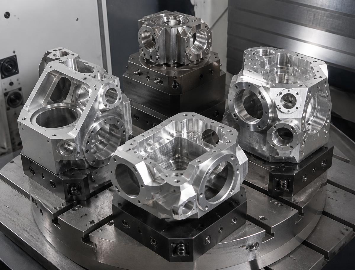 Precision machined metal components with complex geometry