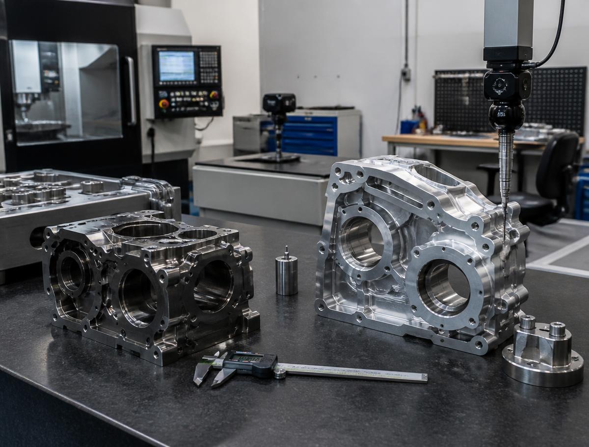 Finished precision turned components being inspected (representative image)