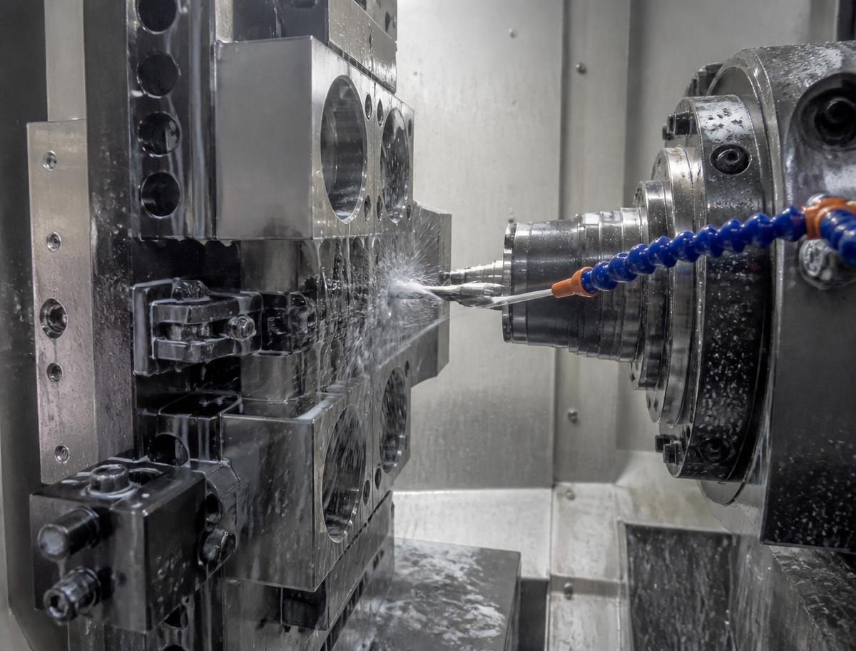 Horizontal machining center with pallet system and spindle tooling